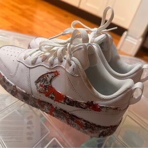 Red and White Artistic Low-Top Sneakers